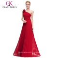 Grace Karin um ombro sem alças vermelho chiffon longo vestido de baile CL3467-2
